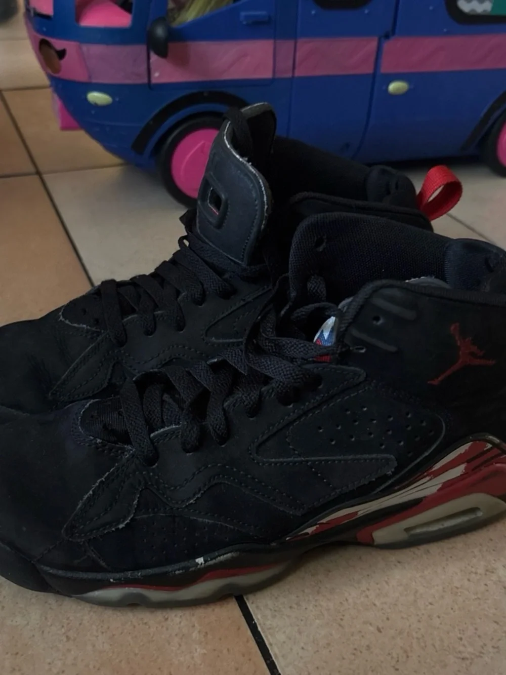 Jordan Kids Black and Red High-Top Sneakers